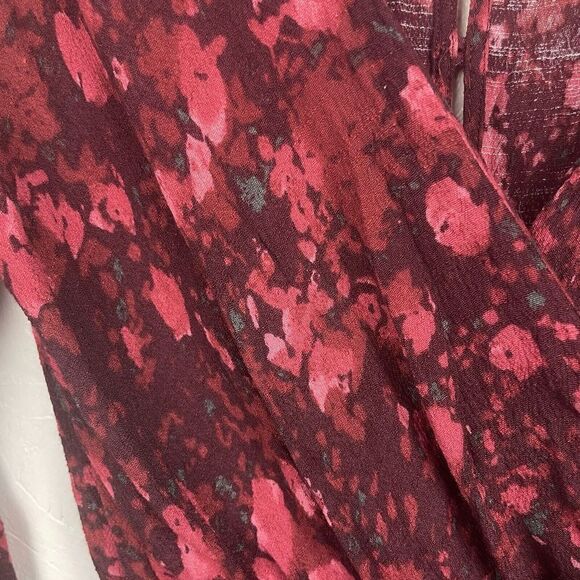 Free People Red Orange Purple Floral Ruffle Romper Viscose Rayon Size Small - Picture 7 of 10